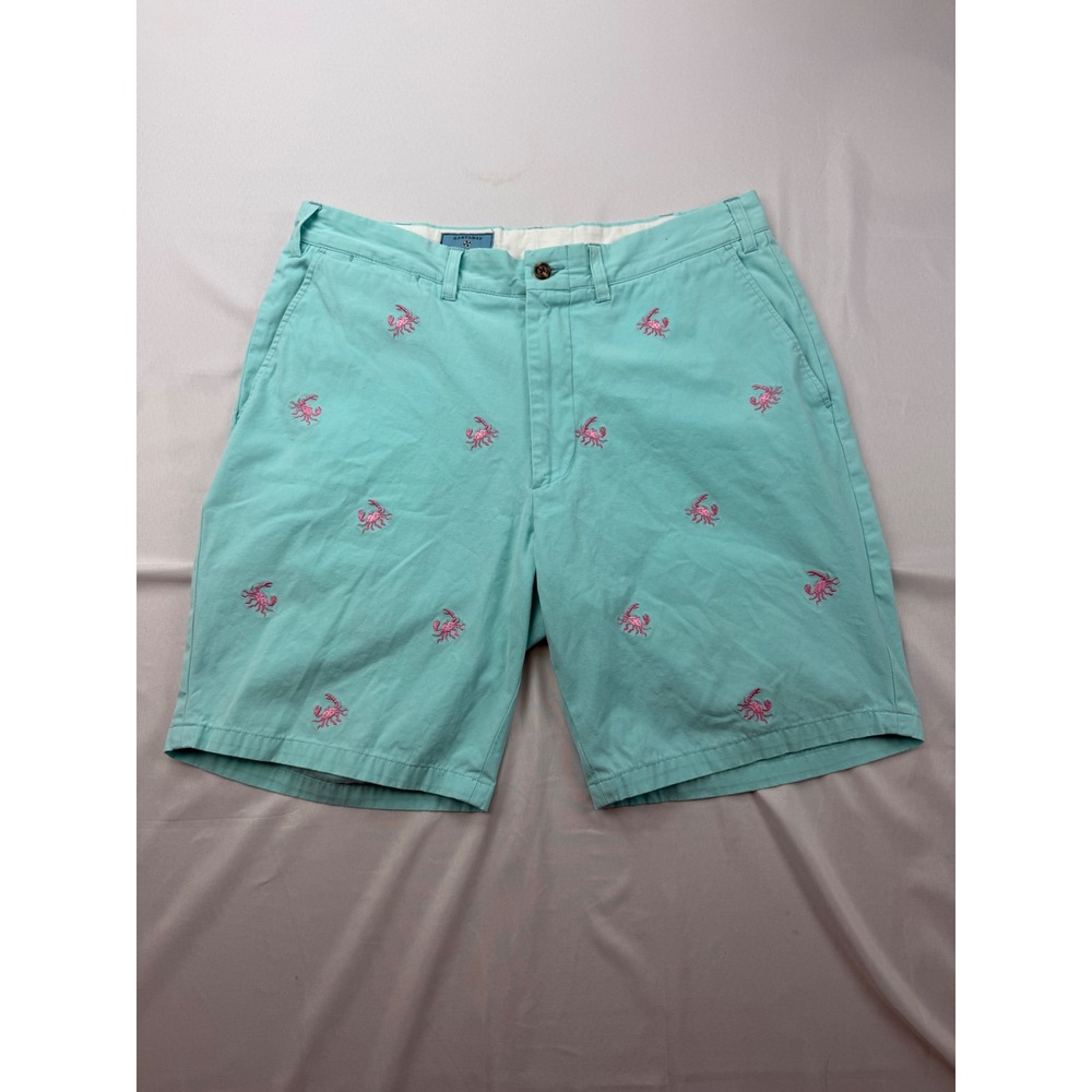 Castaway Shorts Mens 34 Turquoise Pink Embroidered Crab Nautical Preppy Chino